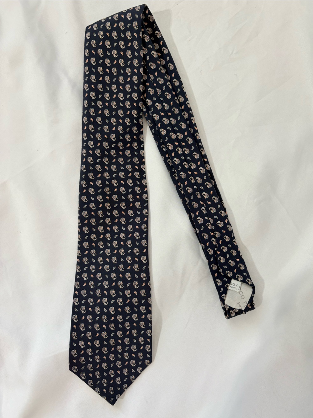 Paco Rabanne Vintage Patterned Navy Silk Tie